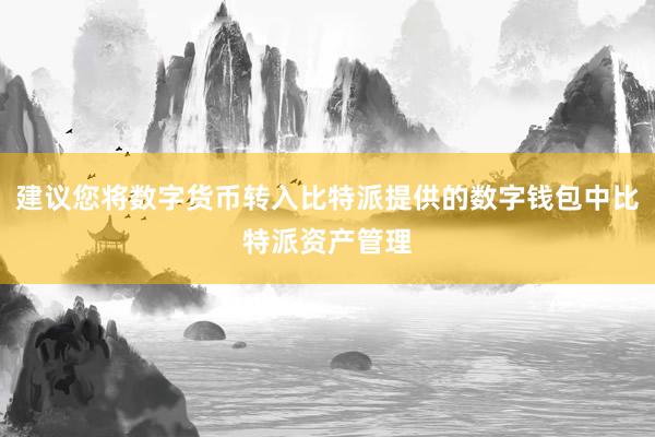 建议您将数字货币转入比特派提供的数字钱包中比特派资产管理