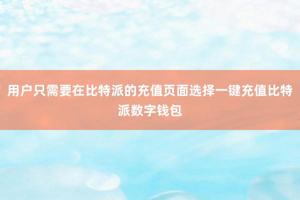 用户只需要在比特派的充值页面选择一键充值比特派数字钱包